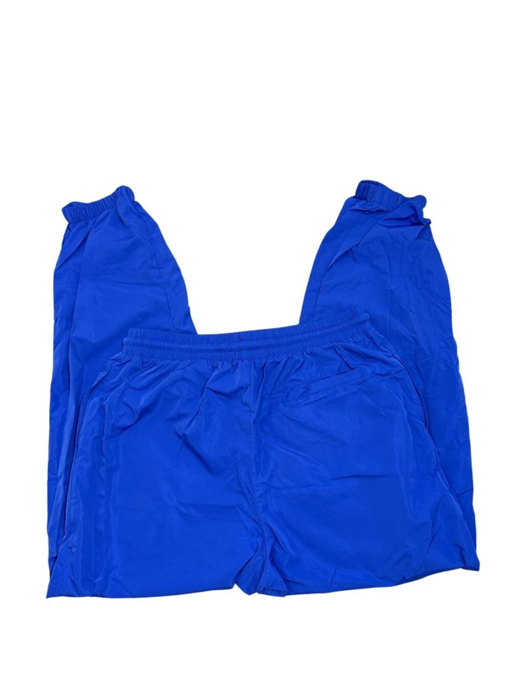 Forever 21 Cobalt Blue Nylon Joggers Size Large Elastic Drawstring Waist B41 - Picture 3 of 7